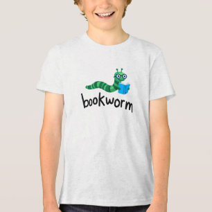Reading Buddy Cute Bookworm With Book Tri-Blend Shirt