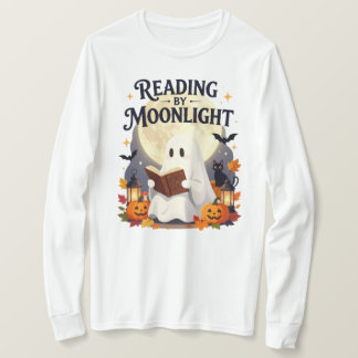 Reading By Moonlight Ghost Halloween T-Shirt