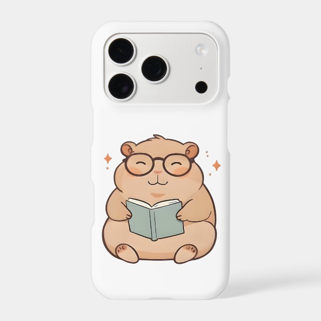 Reading Capybara with Glasses Kawaii Design (Back)