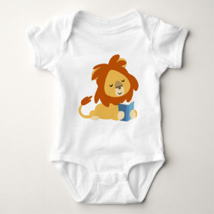 Reading Cartoon Lion baby T-shirt Baby Bodysuit
