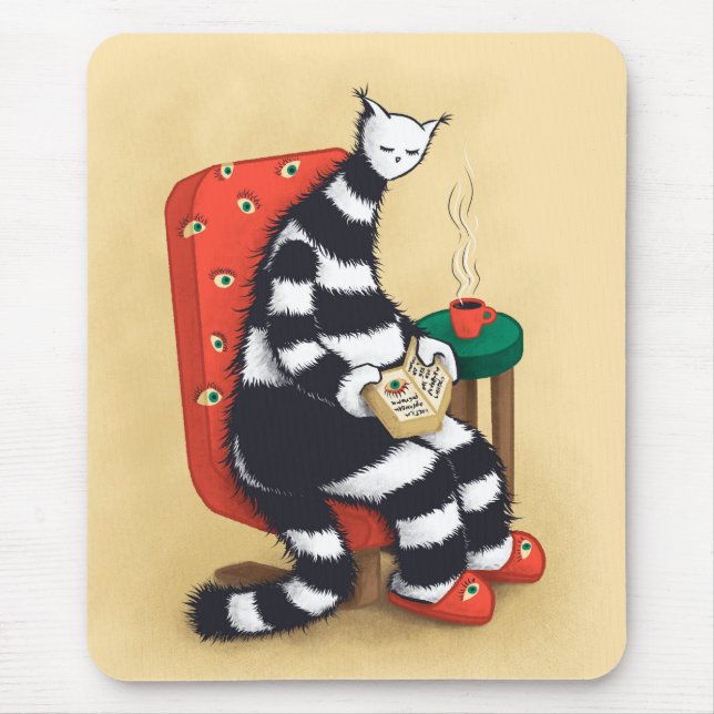 Reading Cat Book Lover Mouse Pad (Front)
