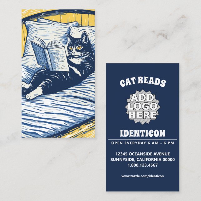 reading cat business card (Front/Back)