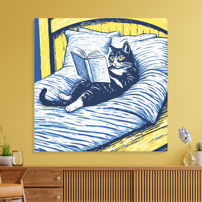 reading cat canvas print (Insitu(LivingRoom))