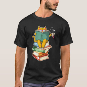 Reading Cat Funny Book & Tea Lover T-Shirt
