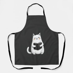 Reading Cat Funny Cat Book Lover Apron