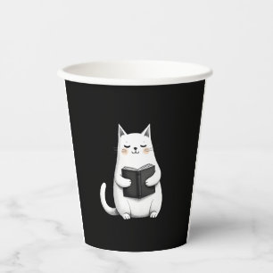 Reading Cat Funny Cat Book Lover Paper Cups