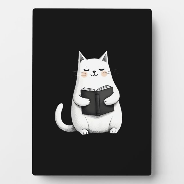 Reading Cat Funny Cat Book Lover Plaque (Front)