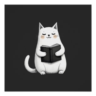 Reading Cat Funny Cat Book Lover Poster