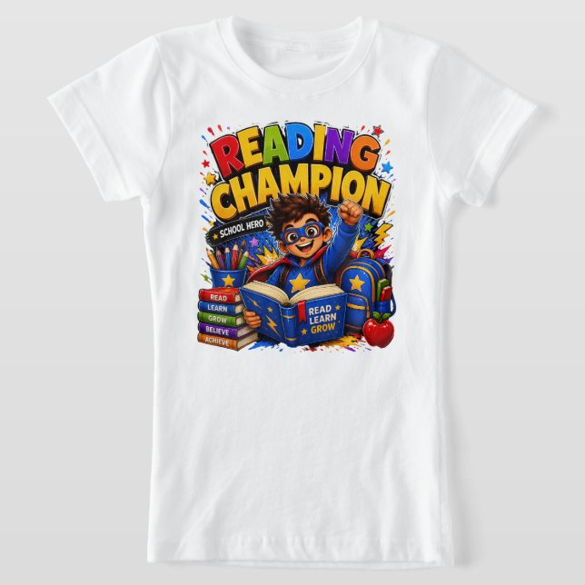 Reading Champion | Kids School Hero Shirt (Laydown)