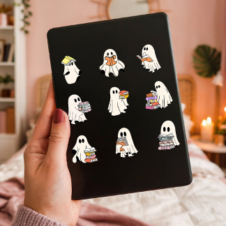 Reading Cute Ghosts Pack Spooky Book Lovers Sheet