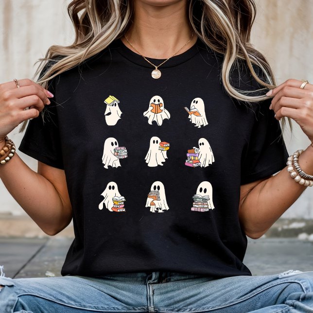 Reading Cute Ghosts Spooky Book Lovers Gift T-Shirt (Creator Uploaded)