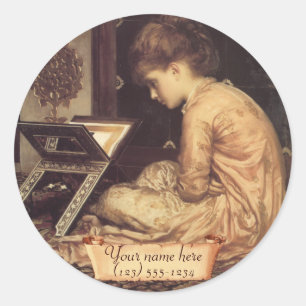 "Reading Desk" Pre-Raphaelite Bookplate Classic Round Sticker