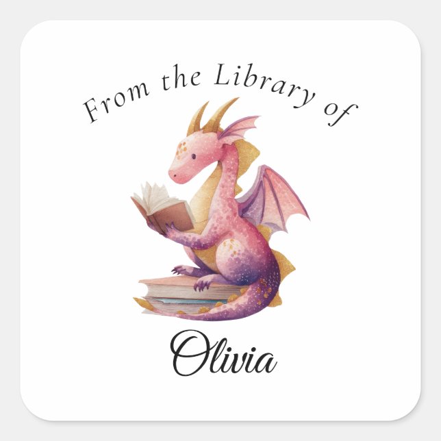 Reading Dragon Bookplate Sticker – From the  (Front)