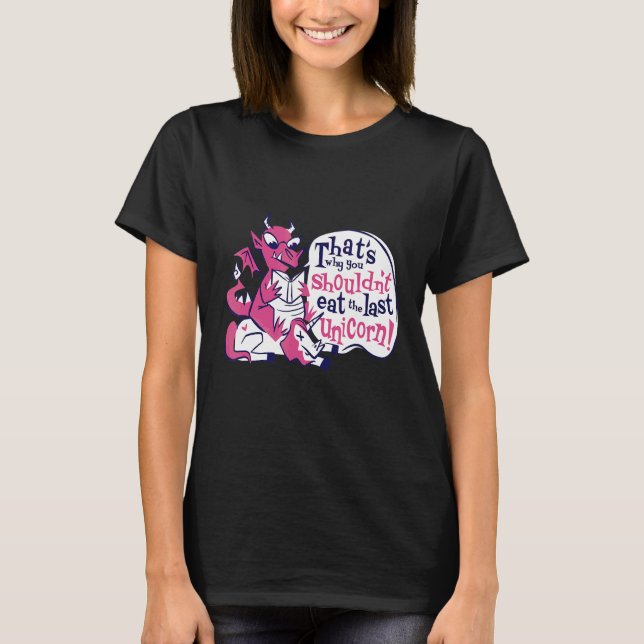 Reading Dragon On A Unicorn Mythical Creature T-Shirt (Front)