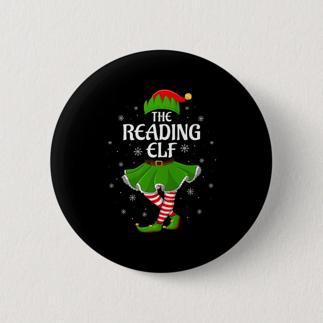 Reading Elf Christmas Family Girls Women Elf Squad 6 Cm Round Badge (Front)