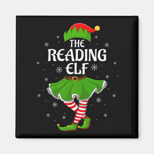 Reading Elf Christmas Family Girls Women Elf Squad Magnet (Front)