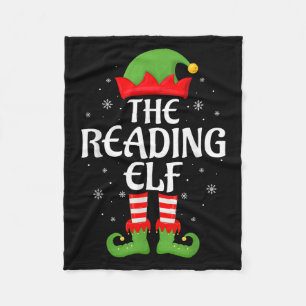 Reading Elf Xmas Family Matching Elf Squad Christm Fleece Blanket