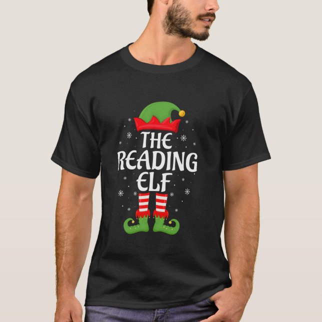Reading Elf Xmas Family Matching Elf Squad Christm T-Shirt (Front)