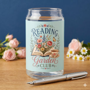 Reading Garden Club Cottagecore Floral Can Glass