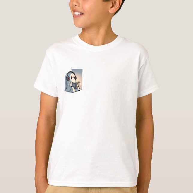 Reading Ghost Headphones Kids T-Shirt (Front)
