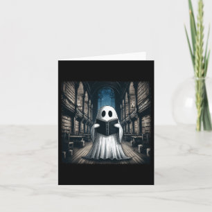 Reading Ghost Library Halloween Librarian Book Lov Card