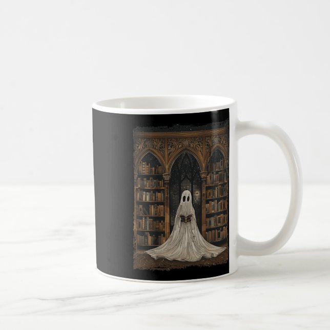 Reading Ghost Library Halloween Librarian Book Lov Coffee Mug (Right)
