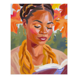 Reading in Harmony: African American Woman  Poster