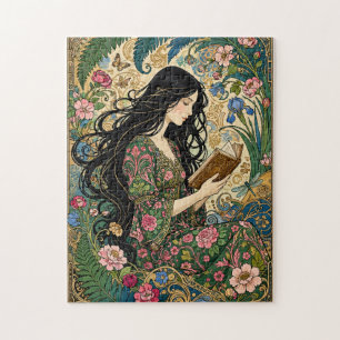 Reading in the Garden Art Nouveau Jigsaw Puzzle