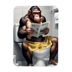 Reading Information Age Ape, Hilarious Funny Chimp Magnet