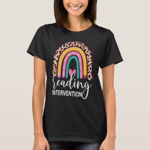 Reading Intervention Rainbow Leopard Teacher Back T-Shirt