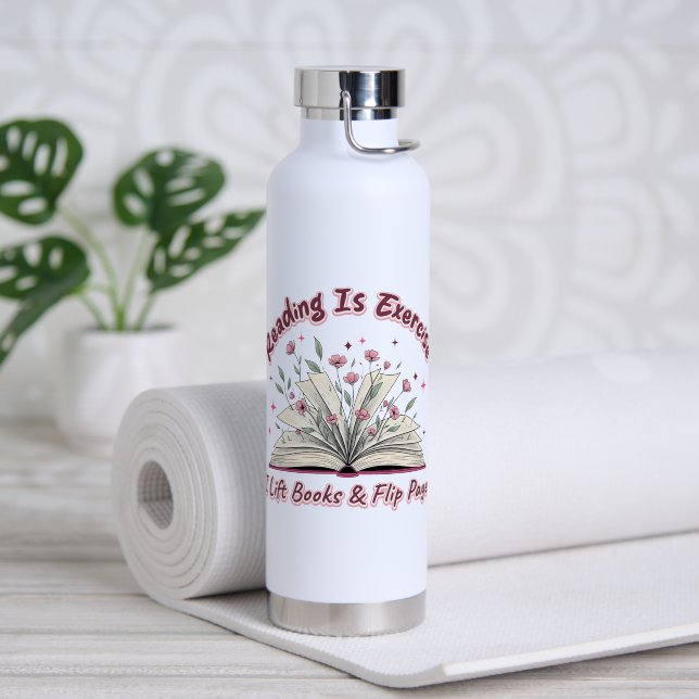 Reading Is Exercise....  Water Bottle (Yoga (Rotated))