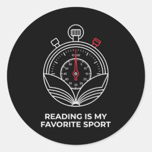 Reading is favourite sport funny book lover classic round sticker