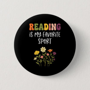 Reading is favourite sport funny book lover funny 6 cm round badge