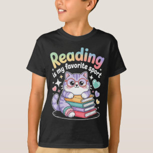 Reading is favourite sport funny cat book lover T-Shirt