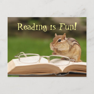 Reading is Fun! Chipmunk Postcard