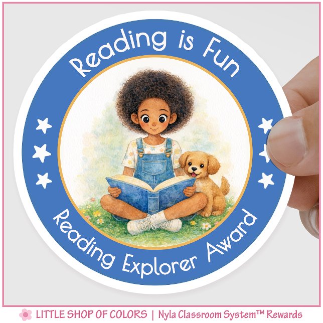 Reading is Fun Reading Explorer Award Classic Round Sticker (Creator Uploaded)