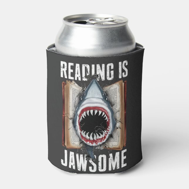 Reading Is Jawsome Funny Book Reading Lovers  Can Cooler (Can Front)