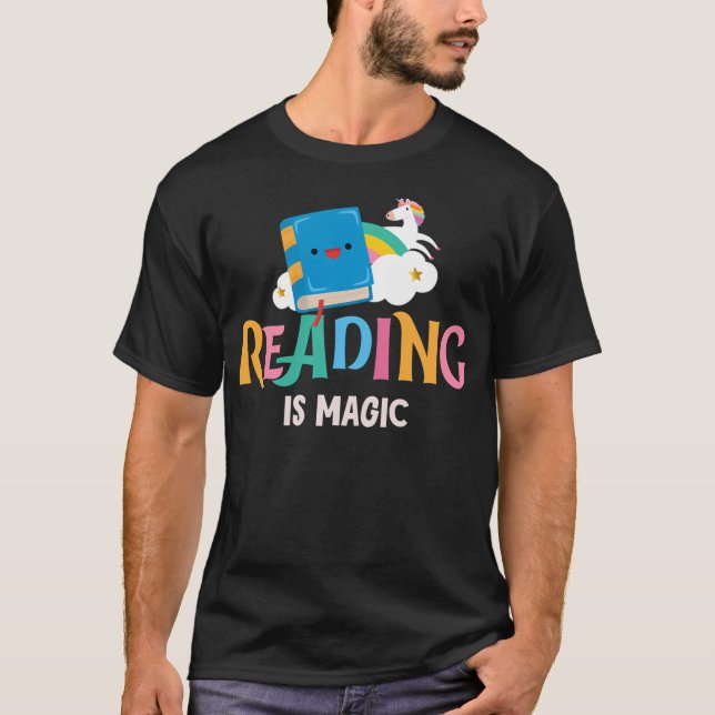 Reading Is Magic Book Lover Design T-Shirt (Front)