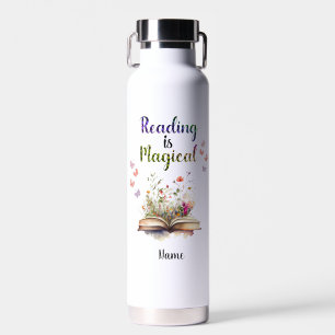 Reading is Magical Book Lovers Quote Trendy Whimsy Water Bottle