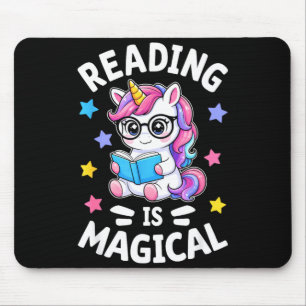 Reading is magical cute unicorn librarian bookworm mouse pad
