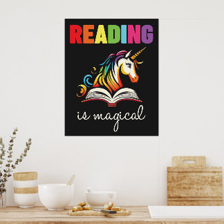 Reading is Magical Rainbow Unicorn  Poster