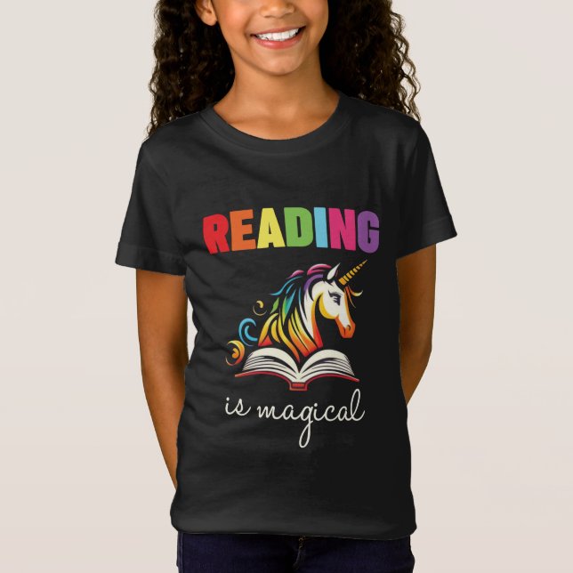 Reading is Magical Rainbow Unicorn T-Shirt (Front)