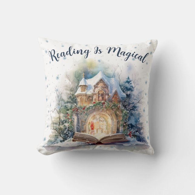Reading is Magical Snowflake Design Cushion (Front)