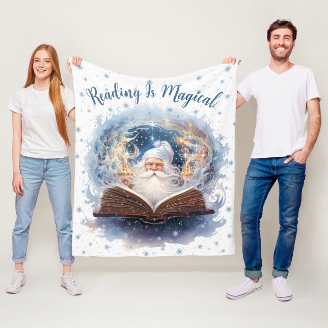 Reading is Magical Snowflake Design Fleece Blanket (In Situ)