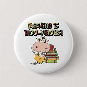 Reading is Moo-velous 6 Cm Round Badge