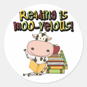 Reading is Moo-velous Classic Round Sticker
