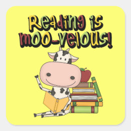 Reading is Moo-velous Square Sticker