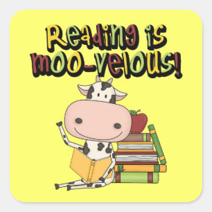 Reading is Moo-velous Square Sticker