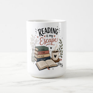 Reading Is My Escape - Cozy Book Lover Aesthetic Coffee Mug
