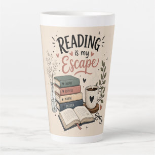 Reading Is My Escape - Cozy Book Lover Planner Latte Mug